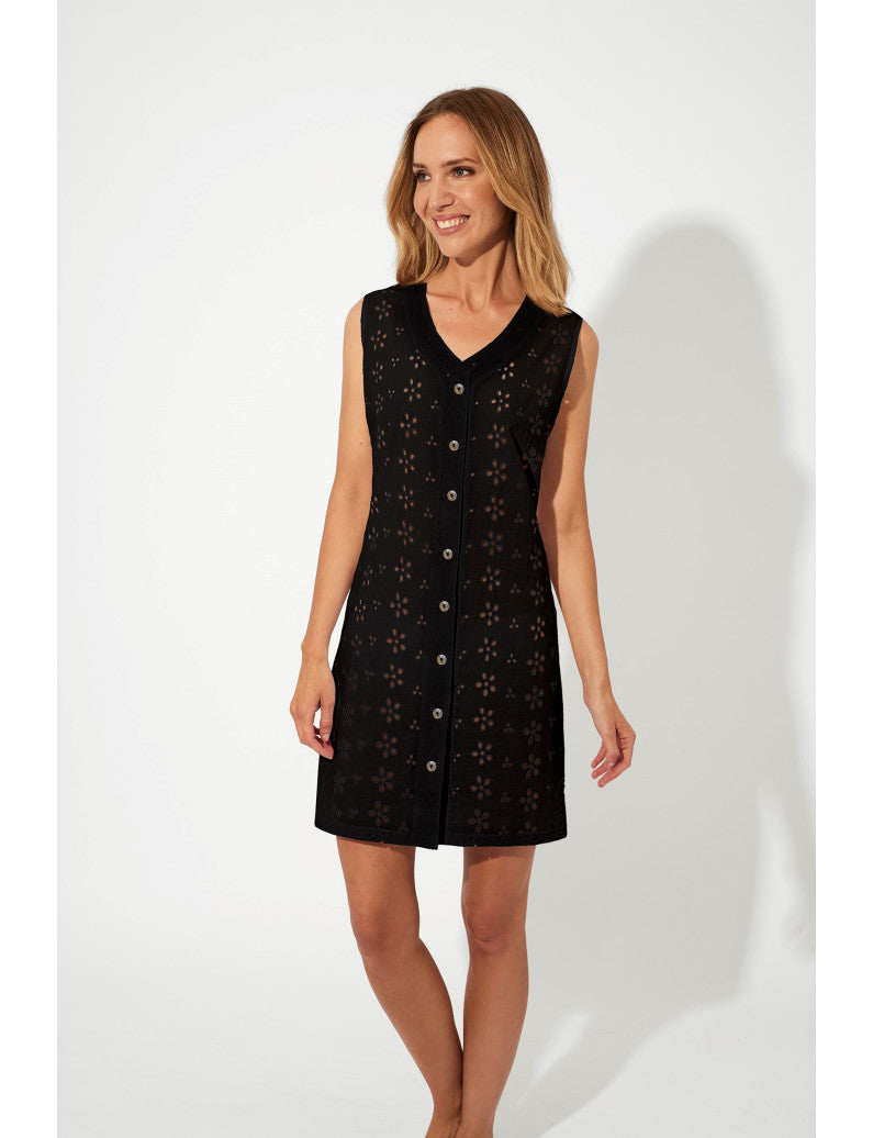 Copricostume Sangallo Nero Smanicato 100% cotone S10367