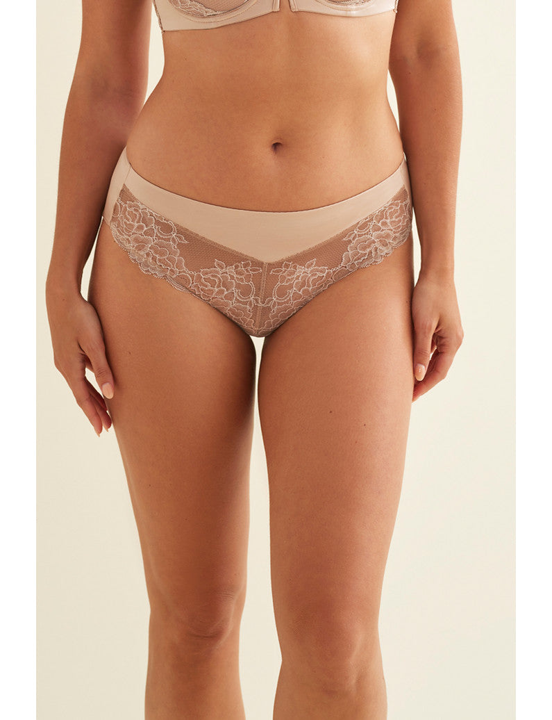 Slip A Vita Media In Pizzo Retro Taglio Laser L5732