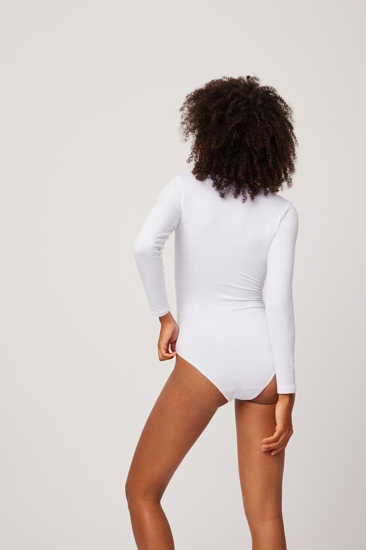 Body A Maniche Lunghe Felpato Bianco 70013