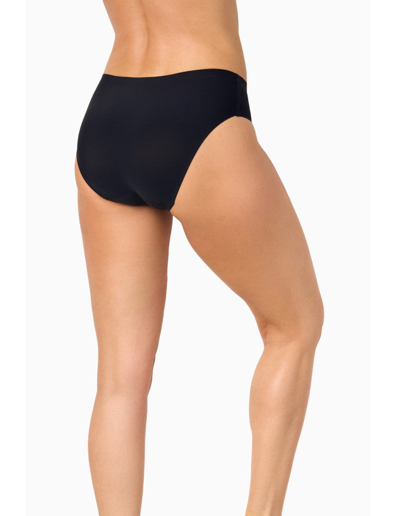 Bipack 2 Slip A Vita Midi Senza Cuciture Taglio Laser Nero PB8212