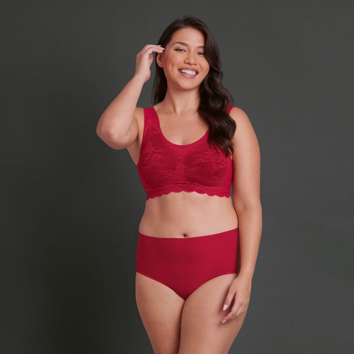 Essential Lace Bralette Rosso 5400 Senza Ferretto Con Coppette Estraibili
