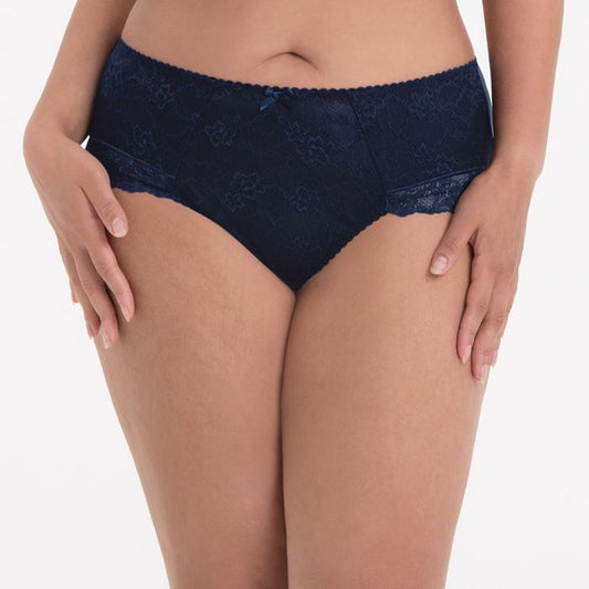 Bobette Slip A Vita Alta Contenitivo Pizzo Blu Mare 1389