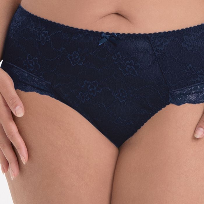 Bobette Slip A Vita Alta Contenitivo Pizzo Blu Mare 1389