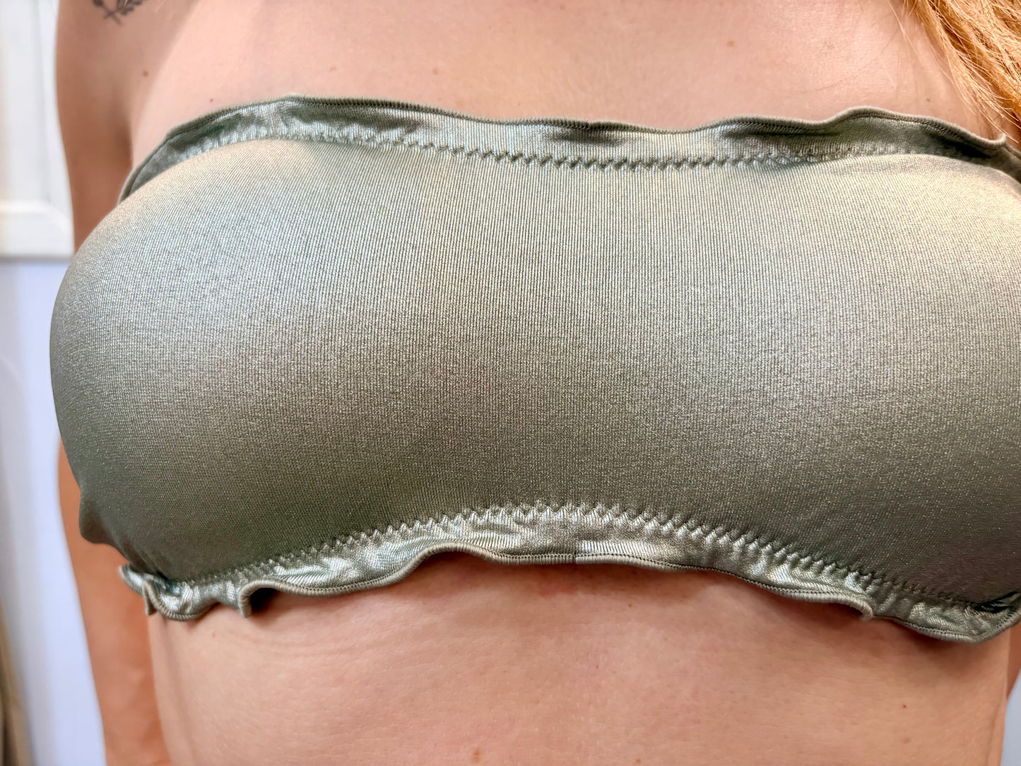 Fascia Costume Senza Ferretto Haideah Grigio Metalizzato ULTIME TAGLIE PRONTA CONSEGNA