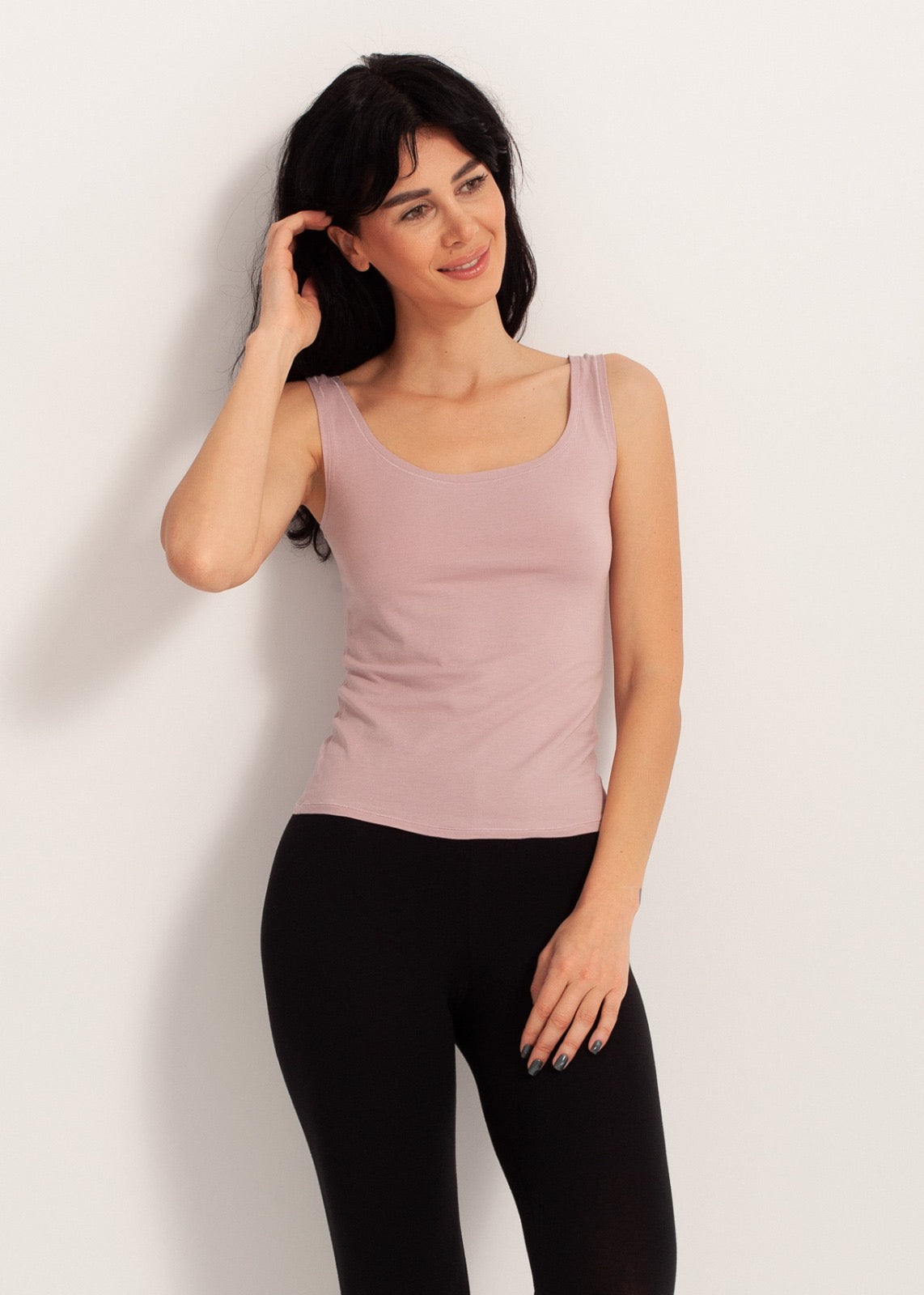 Canottiera Bamboo Spalla Larga Rosa PRONTA CONSEGNA