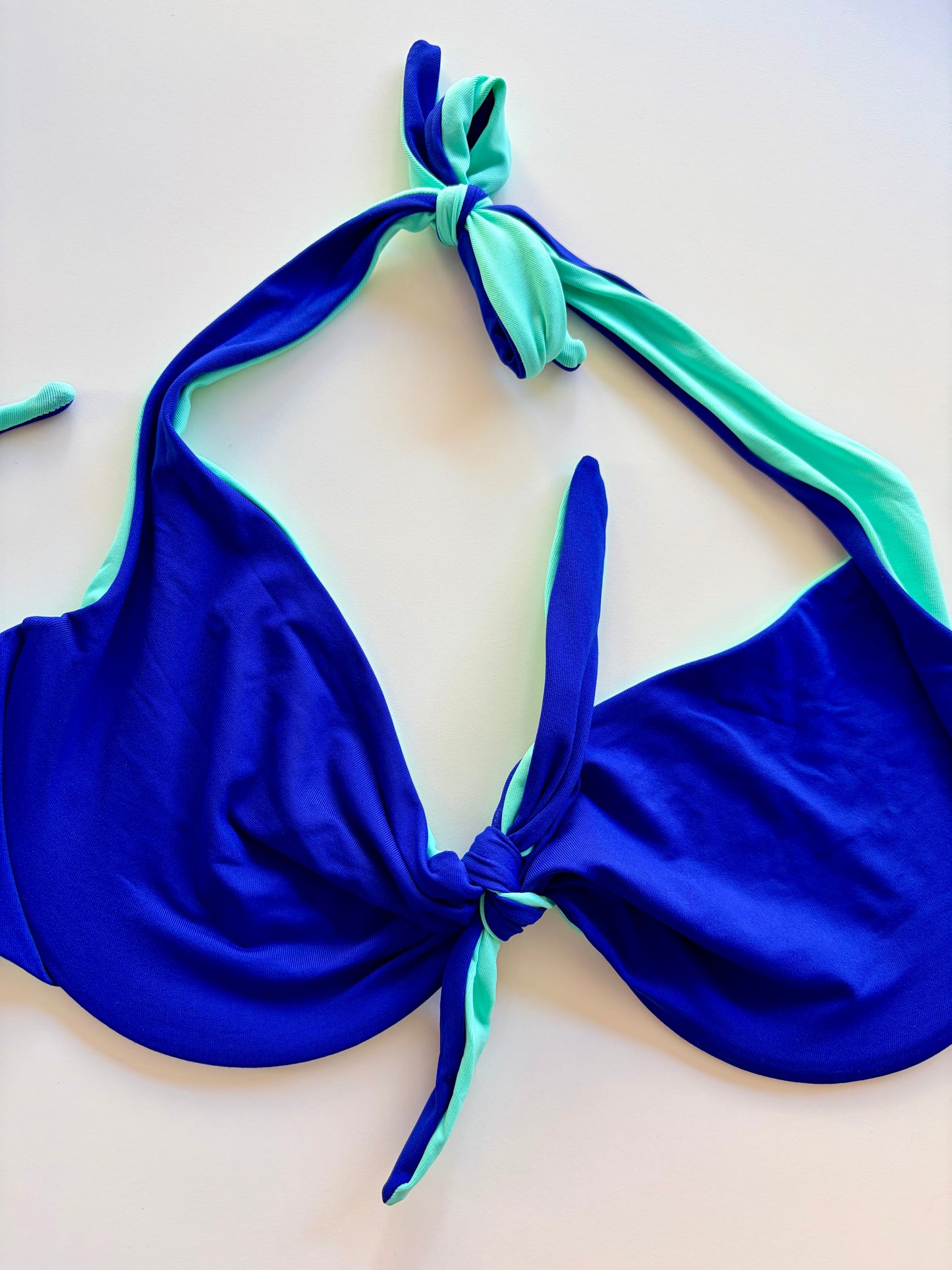 Bralette Costume Con Ferretto Double Face Blu/Menta