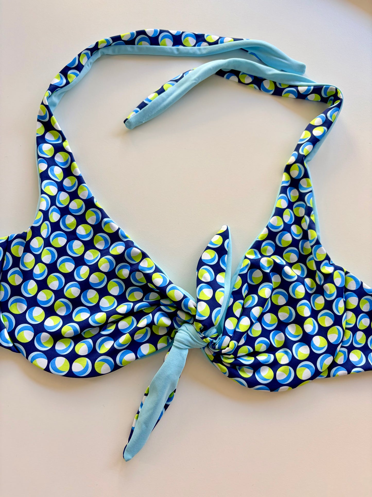 Bralette Costume Con Ferretto Double Face Pois/ Azzurro
