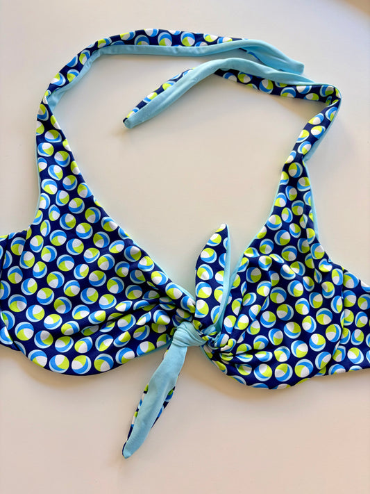 Bralette Costume Con Ferretto Double Face Pois/ Azzurro