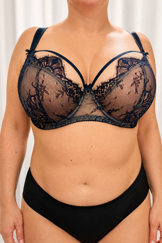 Reggiseno Valentine con coppa ricamata in pizzo soft e ferretto Blu