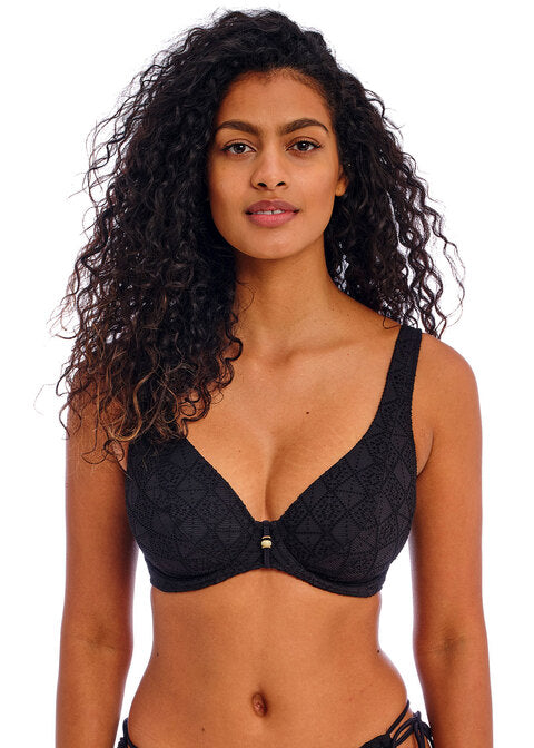Nomad Nights Black High Apex Bikini Top