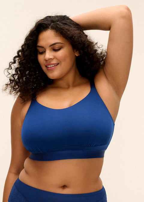Elomi Downtime Bralette Senza Ferretto In Cotone Modal Traspirante Ideale Per Seni Abbondanti French Navy