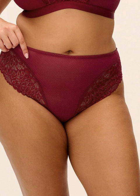 Elomi Tiernie Slip A Vita Alta Con Inserti In Pizzo Tibetan Red