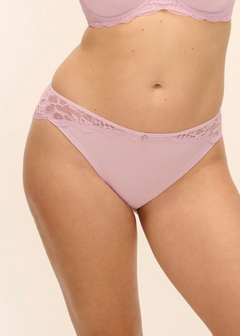 Fantasie Reflect Slip A Vita Bassa con Pizzo e Microfibra Taglio Laser Soft Pink