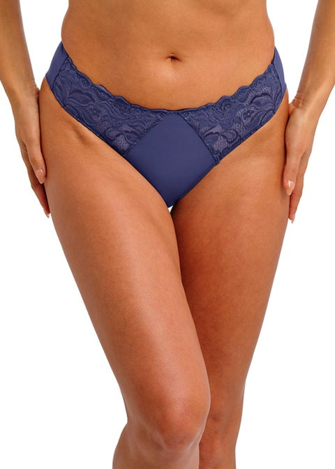 Eglantine Slip A Vita Bassa Con Inserti In Pizzo E Retro In Taglio Laser Dark Azure