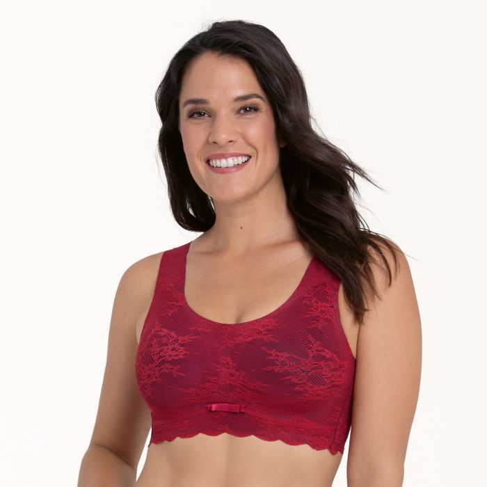 Essential Lace Bralette Rosso 5400 Senza Ferretto Con Coppette Estraibili