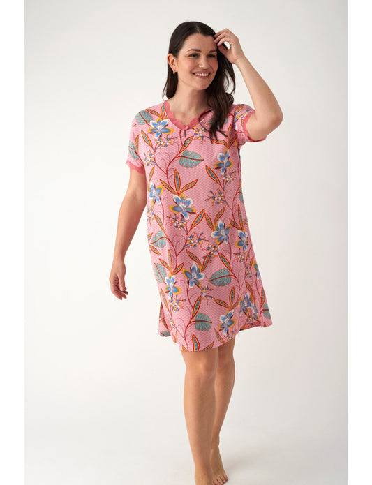 Camicia da Notte 100% Viscosa Mezza Manica N19121 ULTIME TAGLIE PRONTA CONSEGNA