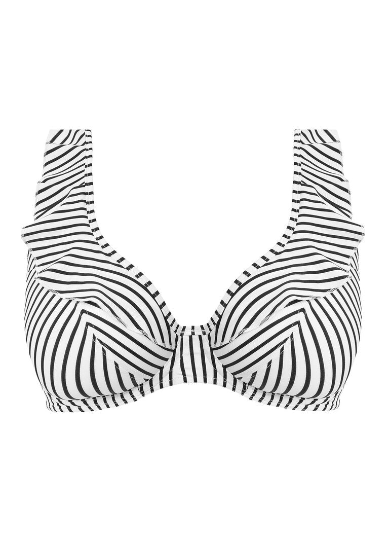 Jewel Cove Top Scollo a V Stripe Black and White
