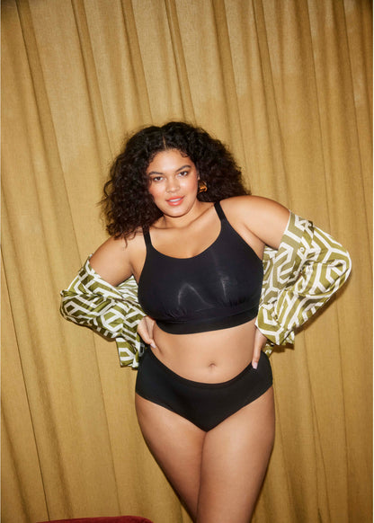 Elomi Downtime Bralette Senza Ferretto In Cotone Modal Traspirante Ideale Per Seni Abbondanti Nero