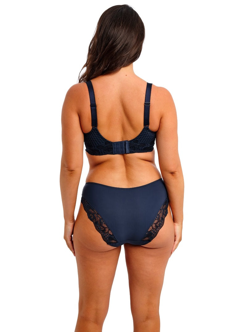 Slip Reflect A Vita Bassa con Pizzo e Microfibra Taglio Laser Navy