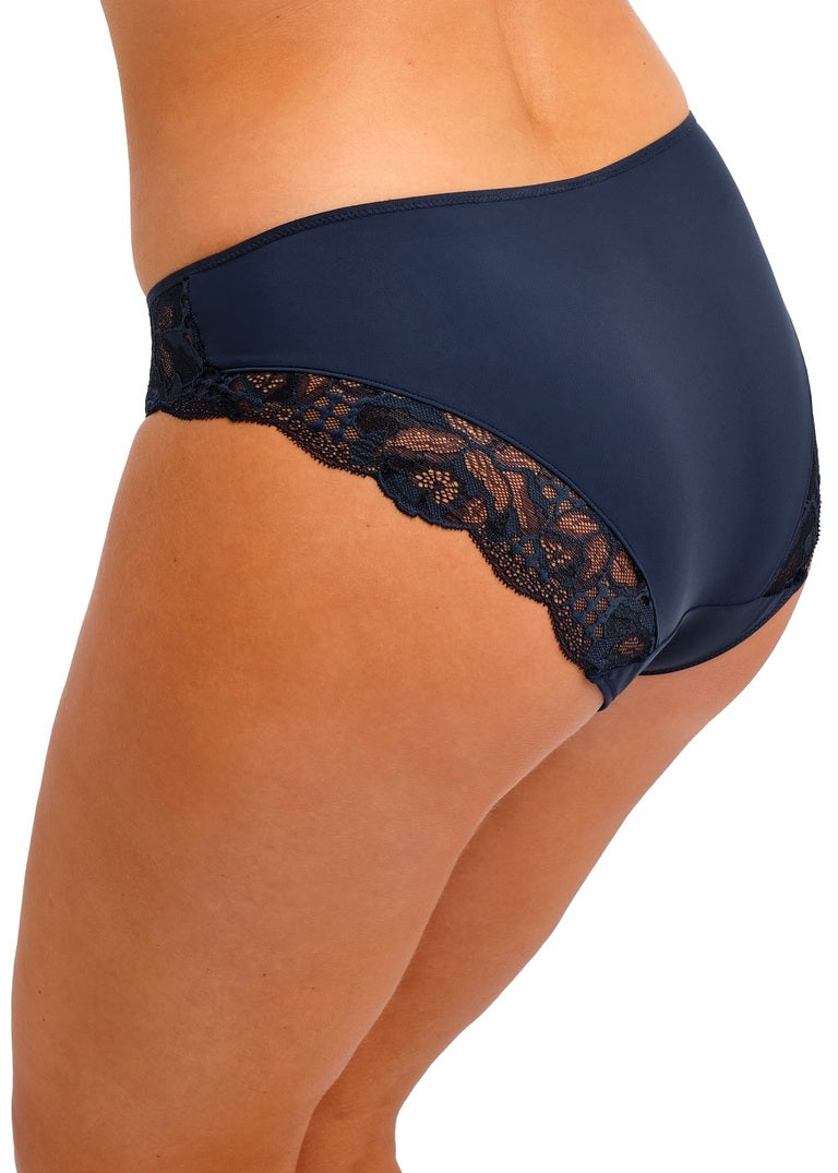 Slip Reflect A Vita Bassa con Pizzo e Microfibra Taglio Laser Navy