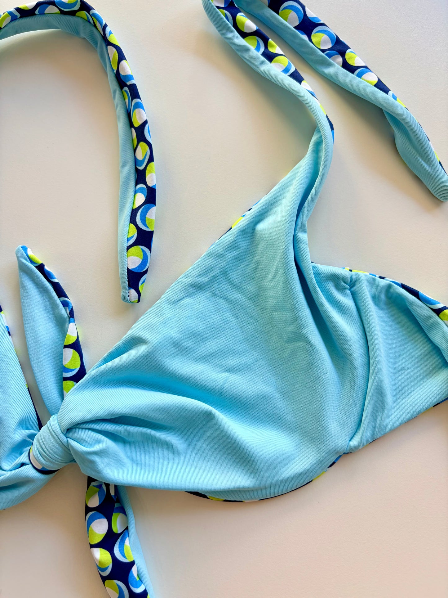 Bralette Costume Con Ferretto Double Face Pois/ Azzurro