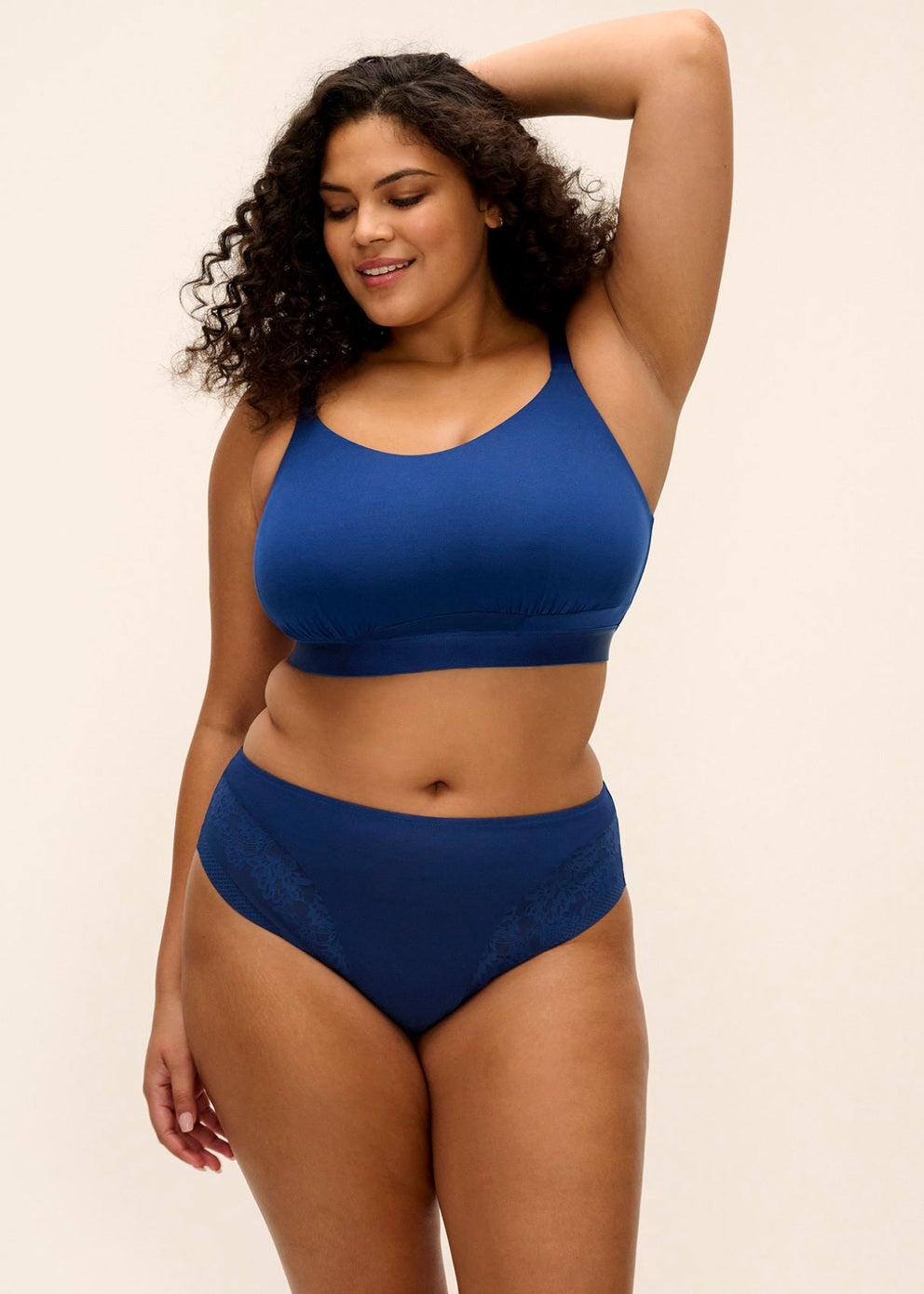 Elomi Downtime Bralette Senza Ferretto In Cotone Modal Traspirante Ideale Per Seni Abbondanti French Navy