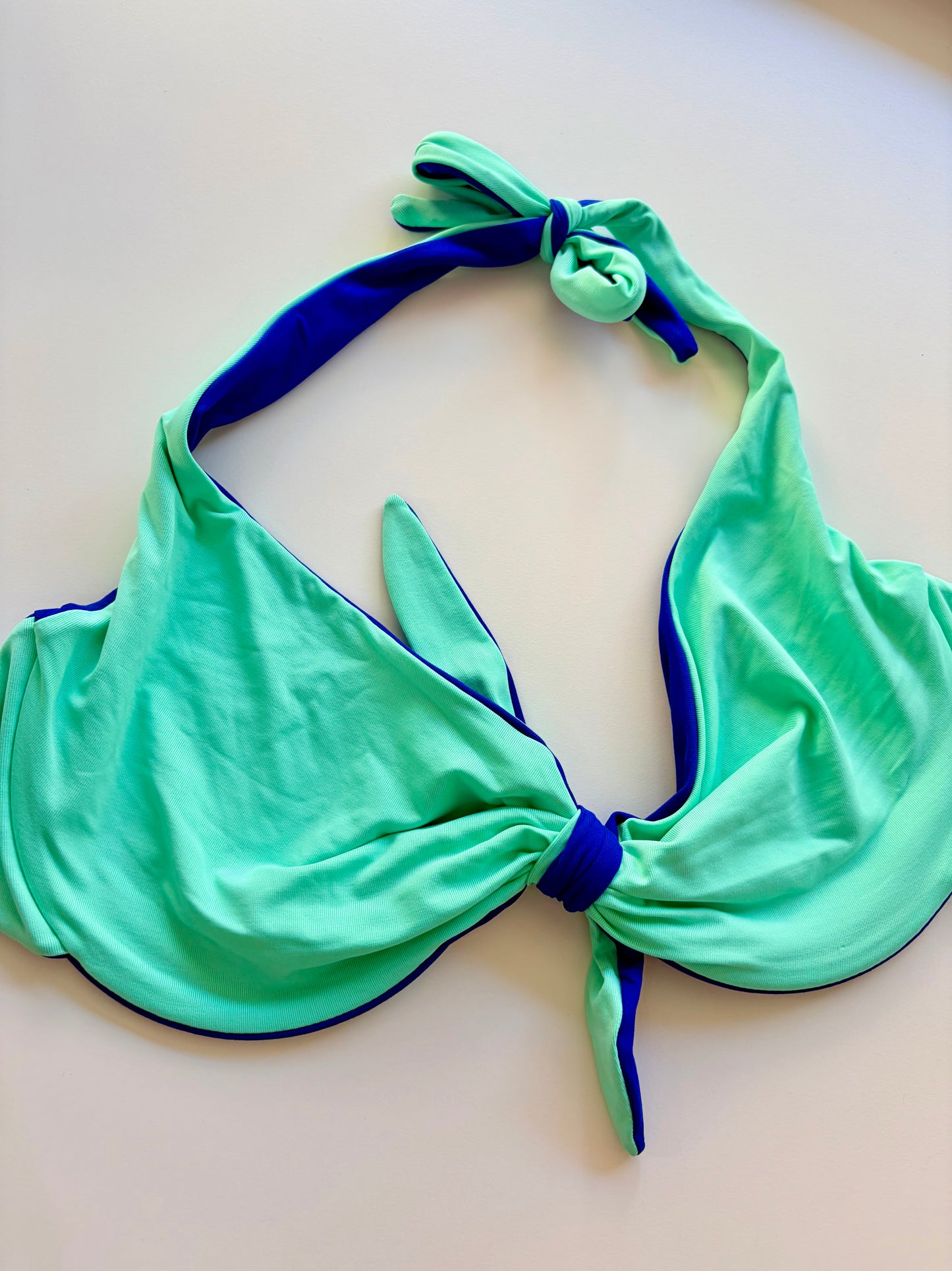 Bralette Costume Con Ferretto Double Face Blu/Menta