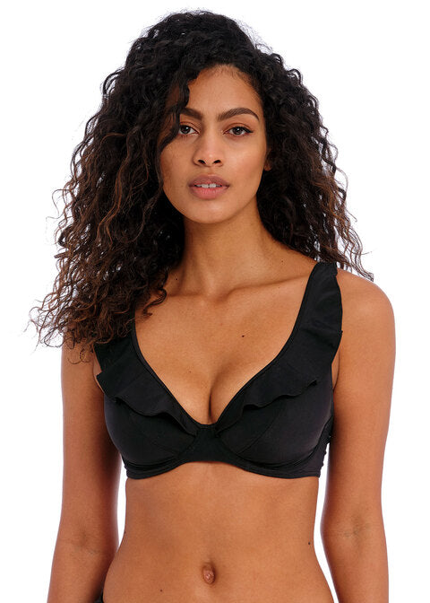 Jewel Cove Top Scollo a V Plain Black