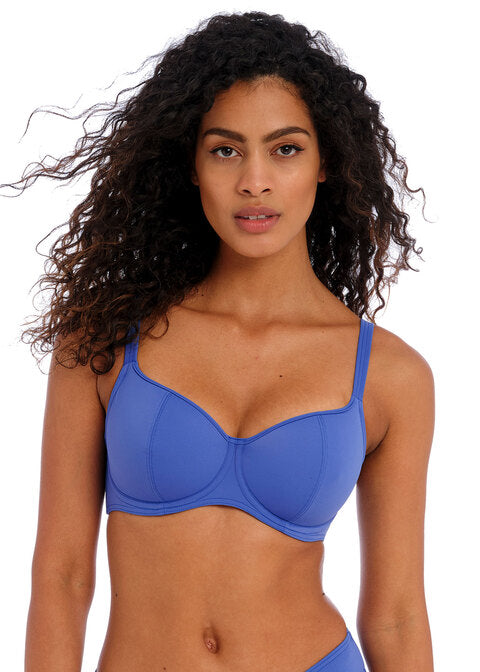 Jewel Cove Plain Azure Sweetheart Bikini Top
