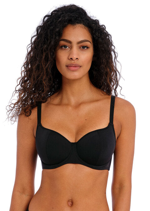 Jewel Cove Plain Black Sweetheart Bikini Top