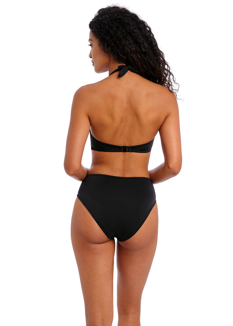 Jewel Cove Plain Black Halter Bikini Top