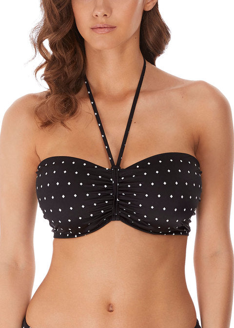 Jewel Cove Black Bandeu Bikini Top