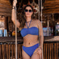 Jewel Cove Plain Azure Bandeu Bikini Top Reggiseno Costume Fascia