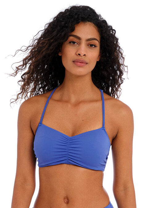 Jewel Cove Plain Azure Bralette Bikini Top