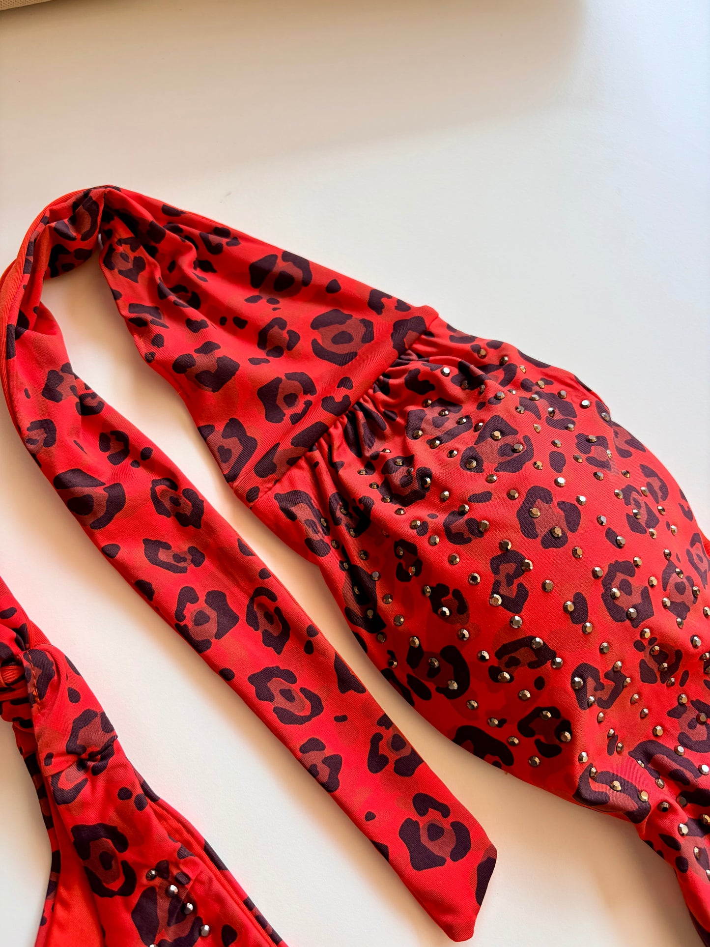 Fascia Costume Leopardata Con Brillantini Vacanze Italiane Rosso ULTIME TAGLIE PRONTA CONSEGNA