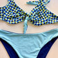 Bralette Costume Con Ferretto Double Face Pois/ Azzurro