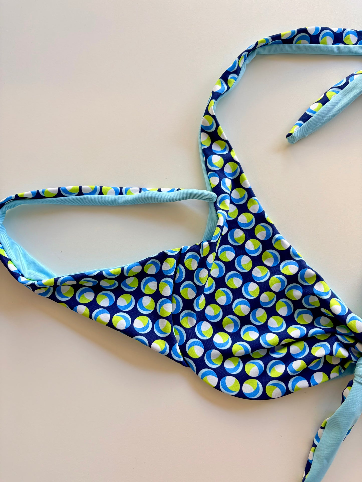 Bralette Costume Con Ferretto Double Face Pois/ Azzurro