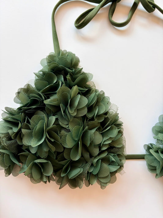 Triangolo Costume Con Fiori Vacanze Italiane Verde ULTIME TAGLIE PRONTA CONSEGNA