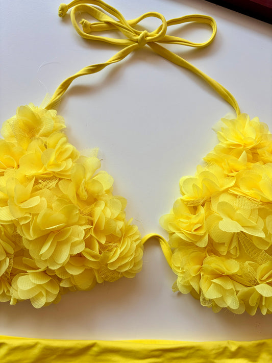 Triangolo Costume Con Fiori Vacanze Italiane Giallo ULTIME TAGLIE PRONTA CONSEGNA