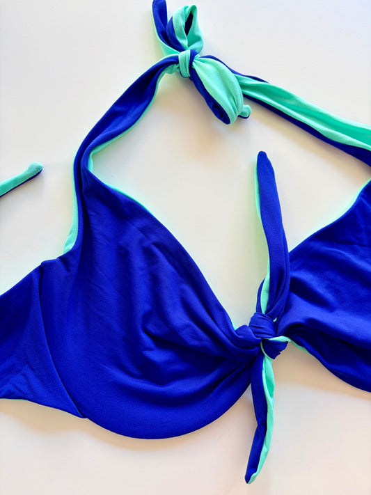 Bralette Costume Con Ferretto Double Face Blu/Menta