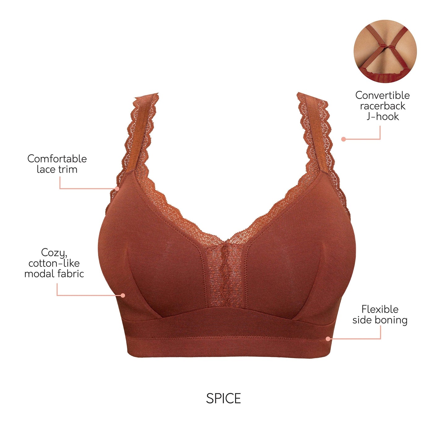 Dalis Bralette Cotone Senza Ferretto E Coppe Morbide Non Preformate Cinnamon ULTIME TAGLIE PRONTA CONSEGNA