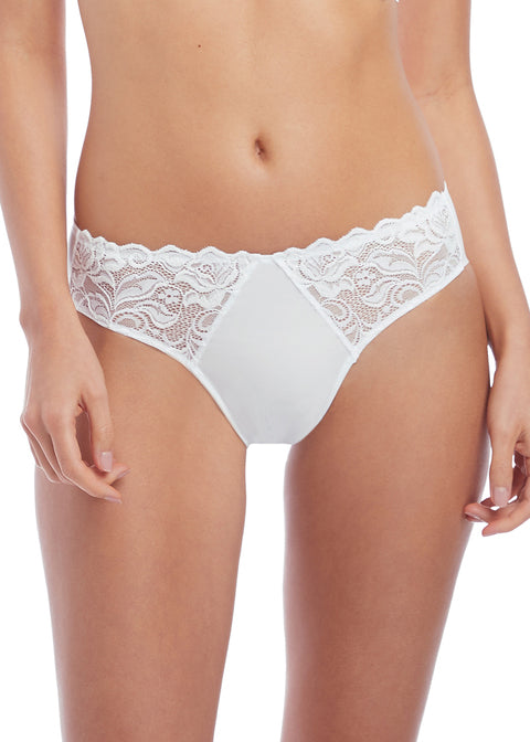 Eglantine Slip A Vita Bassa Con Inserti In Pizzo E Retro In Taglio Laser Bianco