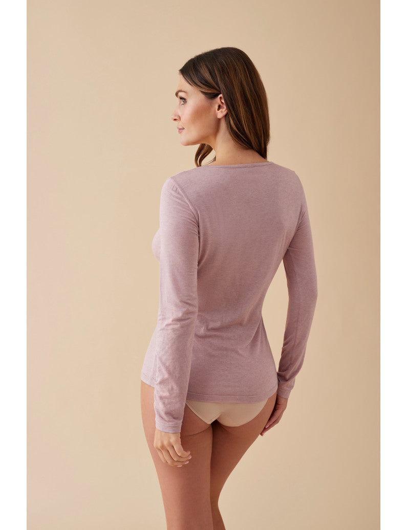 Maglia A Maniche Lunghe A Maniche Lunghe In Modal Rosa W1027