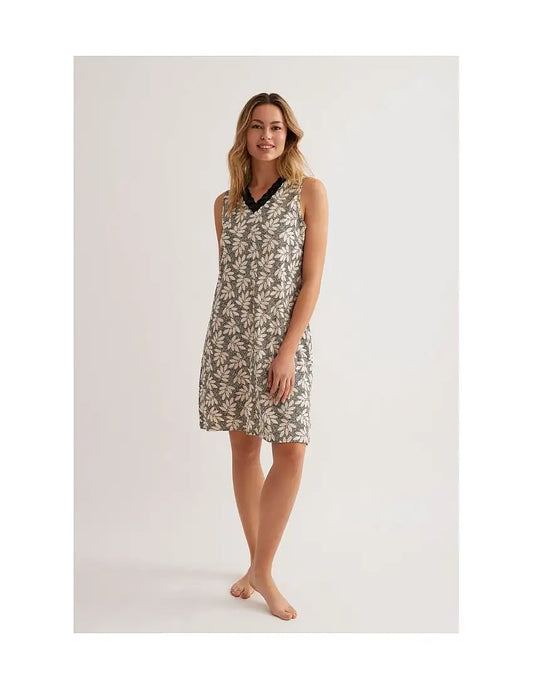 Promise Camicia Da Notte Stampa A Foglie Bicolore N17821 ULTIME TAGLIE PRONTA CONSEGNA