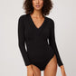 Body A Maniche Lunghe Cotone Felpato  Nero 70013