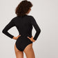 Body A Maniche Lunghe Cotone Felpato  Nero 70013