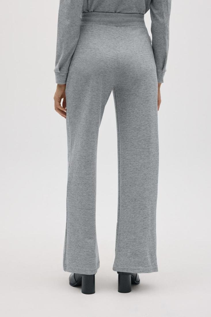 Pantaloni A Vita Alta Felpati Gris Melange 70672