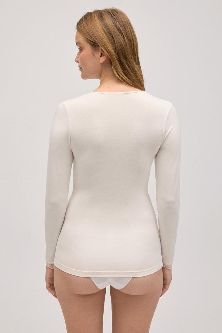 T-Shirt A Maniche Lunghe In Bamboo Bianco 19458