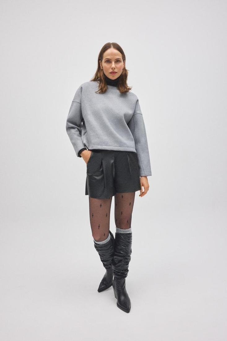 Pantaloncini A Gamba Larga In Ecopelle Neri 70445