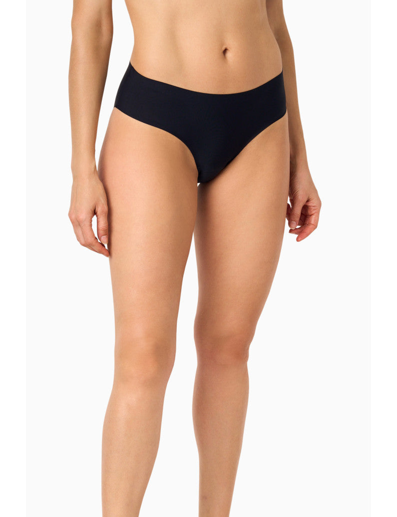 Bipack 2 Slip A Vita Midi Senza Cuciture Taglio Laser Nero PB8212